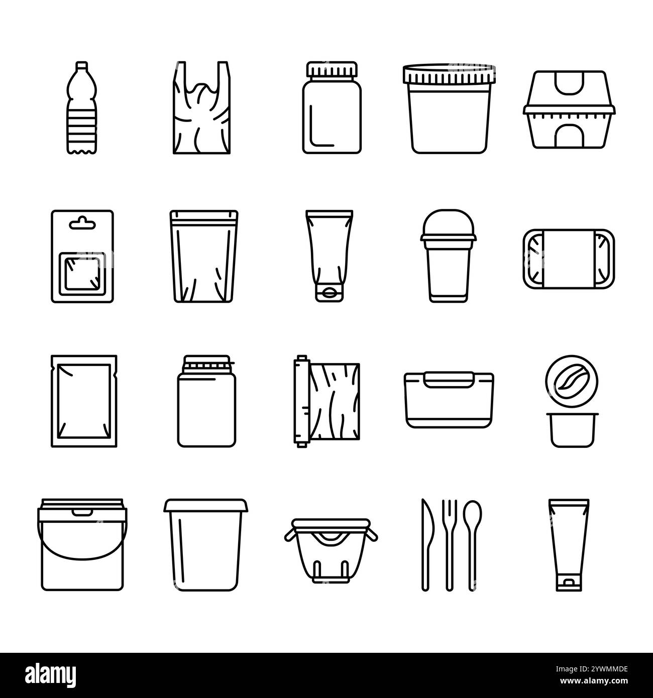 Set di icone di linea dei pacchetti realistici. Elemento isolato vettoriale. Traccia modificabile. Illustrazione Vettoriale