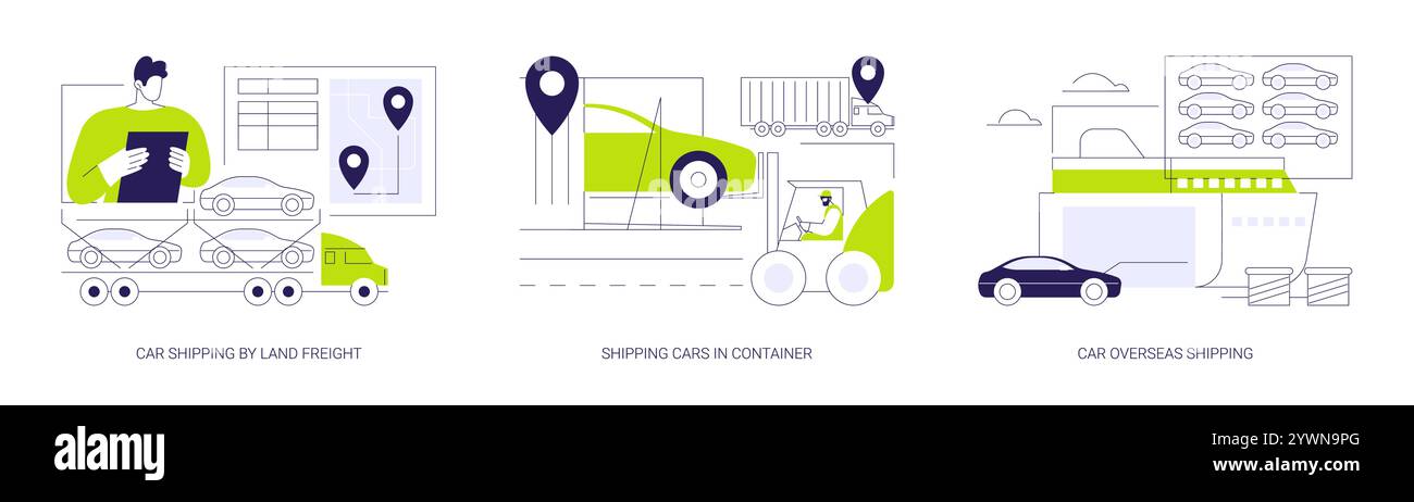 Automotive International shipping illustrazioni astratte dei vettori. Illustrazione Vettoriale