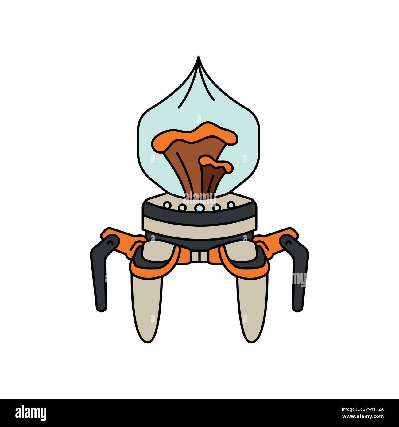 Illustrazione del colore del vettore del robot Helper. Tecnologia dell'intelligenza artificiale nell'agricoltura e nella natura. Traccia modificabile. Illustrazione Vettoriale