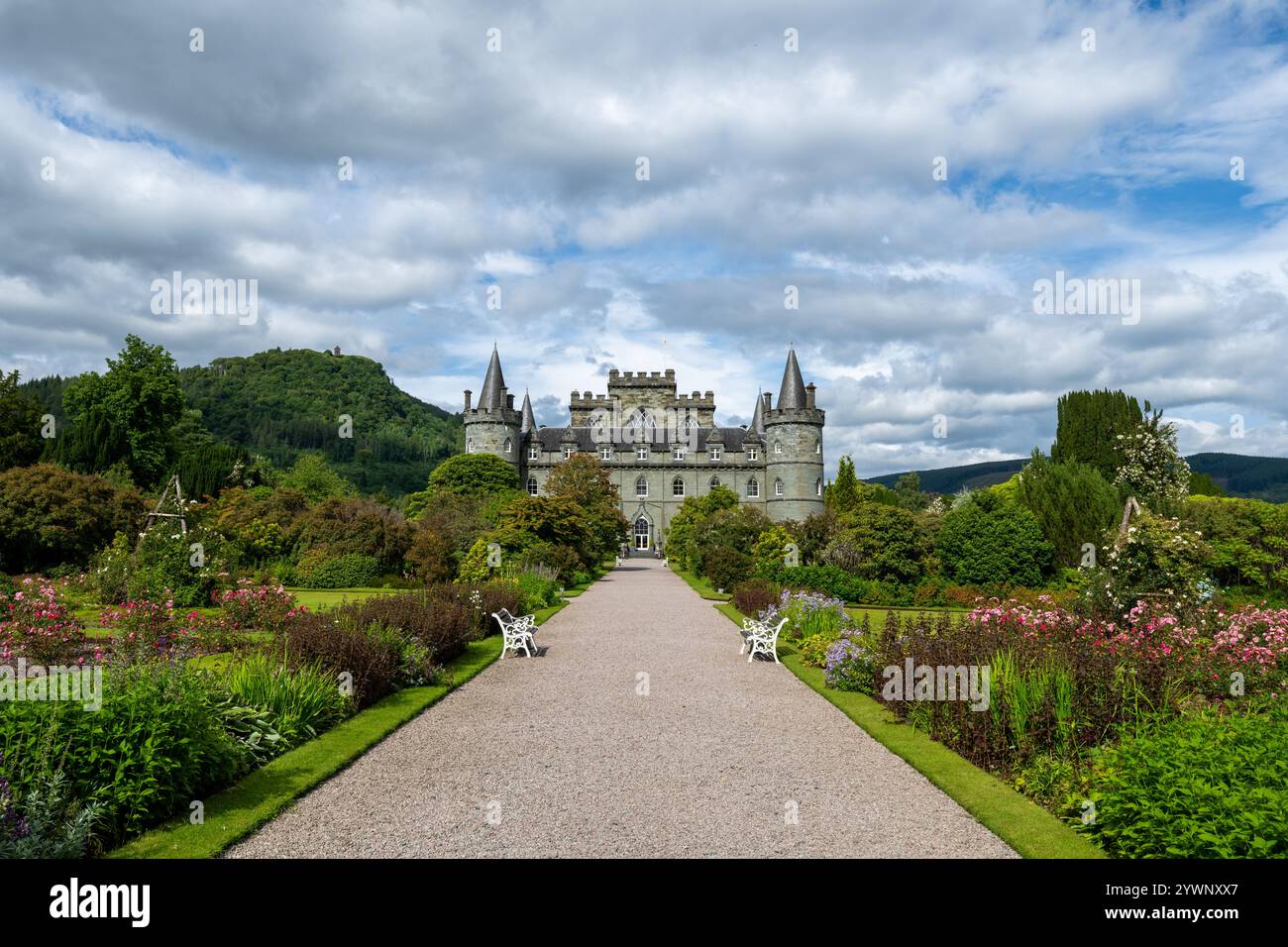 Castello di Inveraray ad Argyll e Bute. È la sede dei duchi di Argyll. Foto Stock