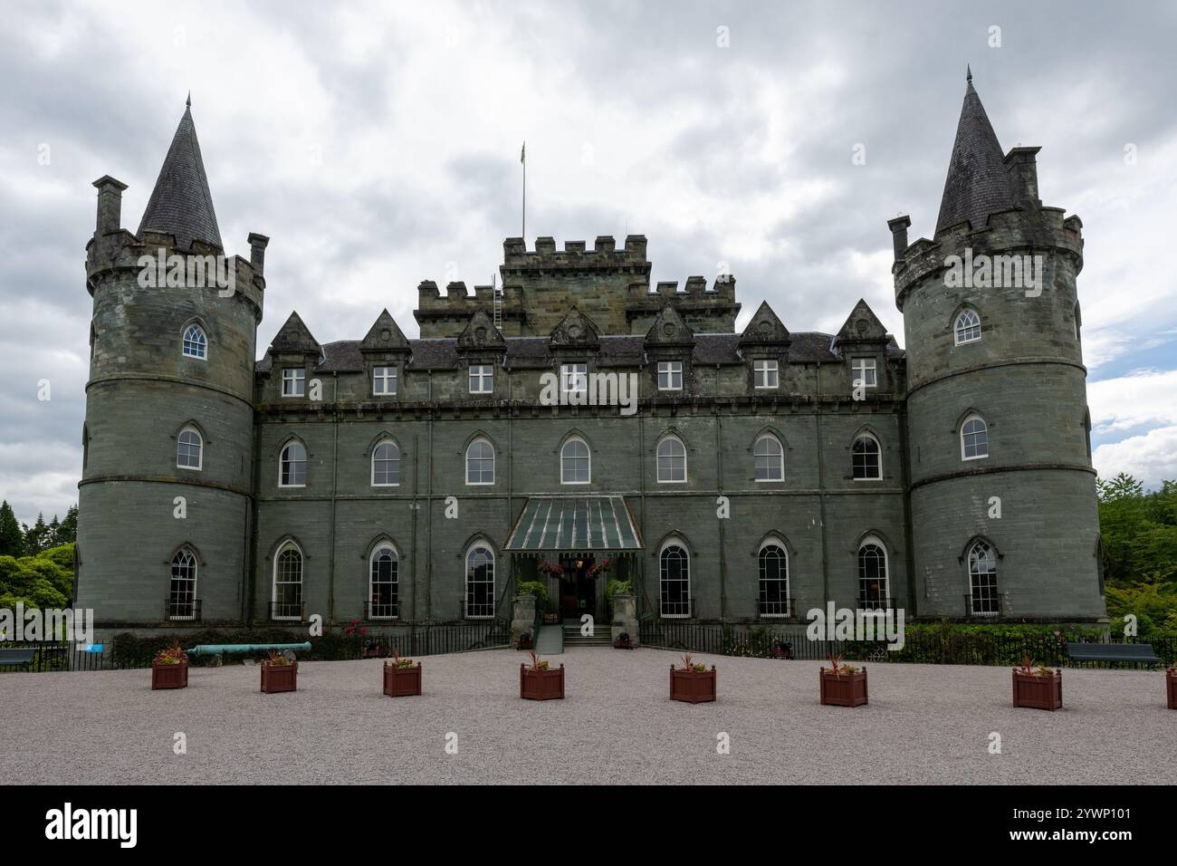 Castello di Inveraray ad Argyll e Bute. È la sede dei duchi di Argyll. Foto Stock