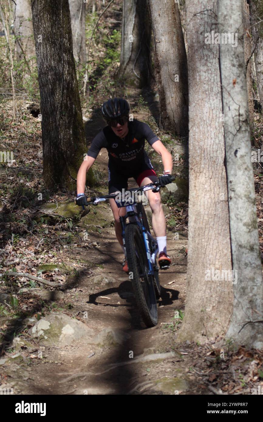 Tennessee National Mountain Bike Festival 2024 al Windrock Bike Park di Oliver Springs, Tennessee, Stati Uniti. Foto Stock