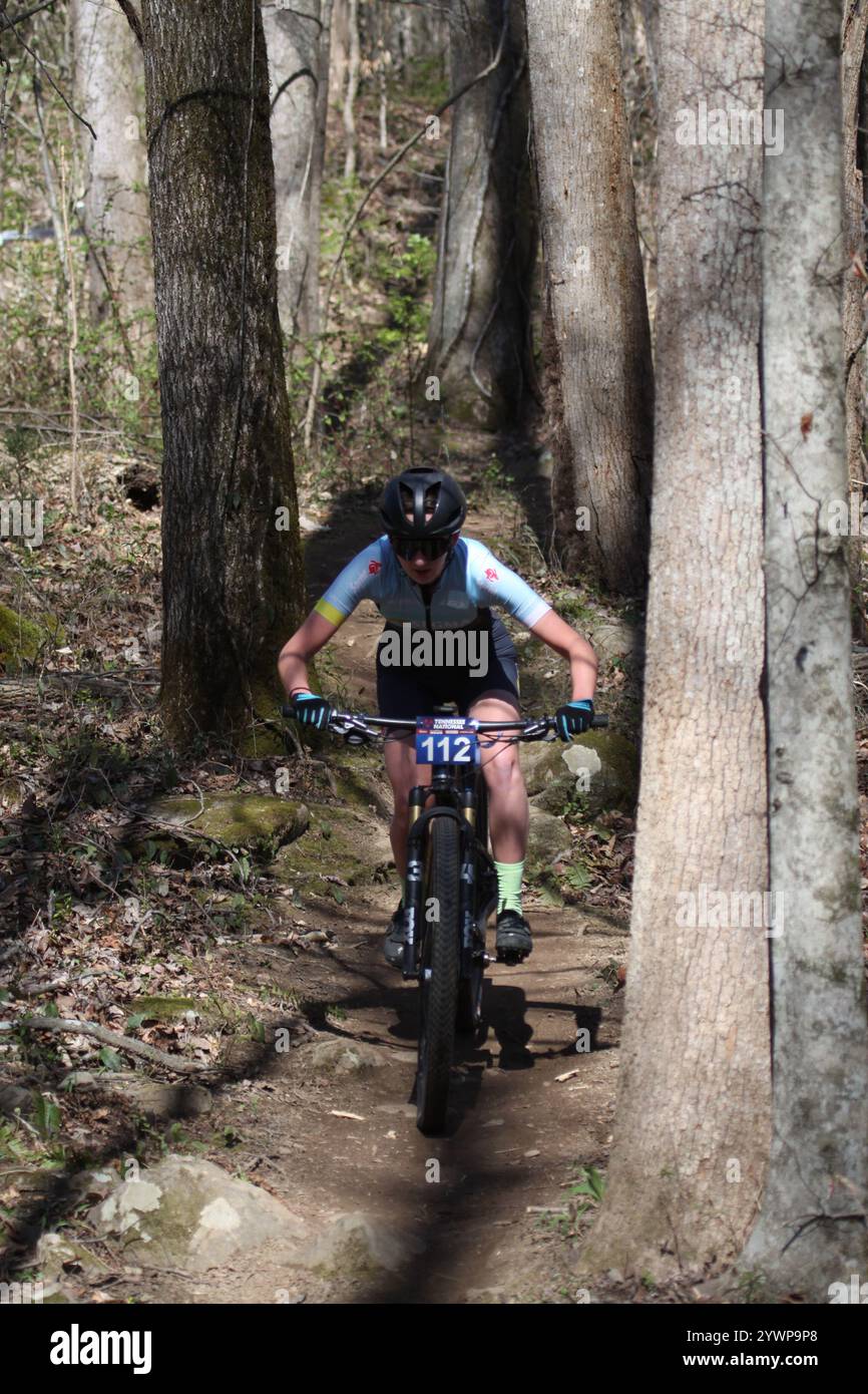 Tennessee National Mountain Bike Festival 2024 al Windrock Bike Park di Oliver Springs, Tennessee, Stati Uniti. Foto Stock