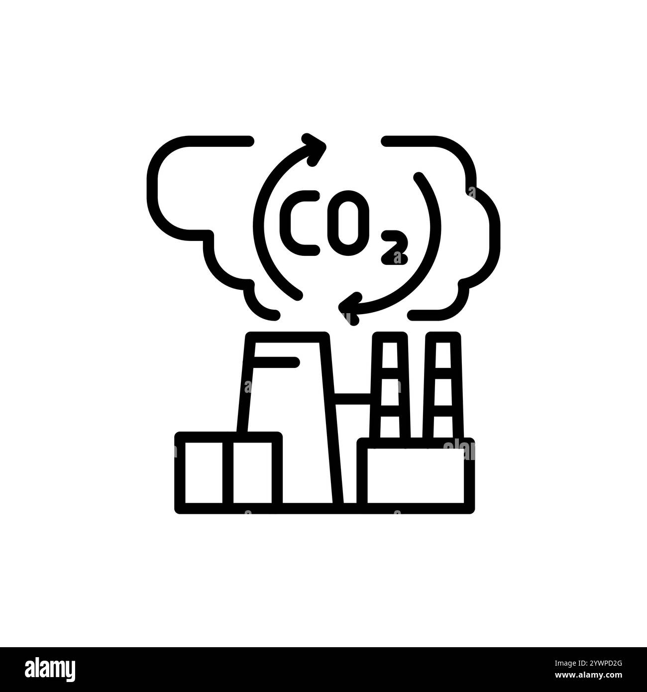 Icona della linea nera di acquisizione CO2. Fonte di energia alternativa. Elemento isolato vettoriale. Illustrazione Vettoriale