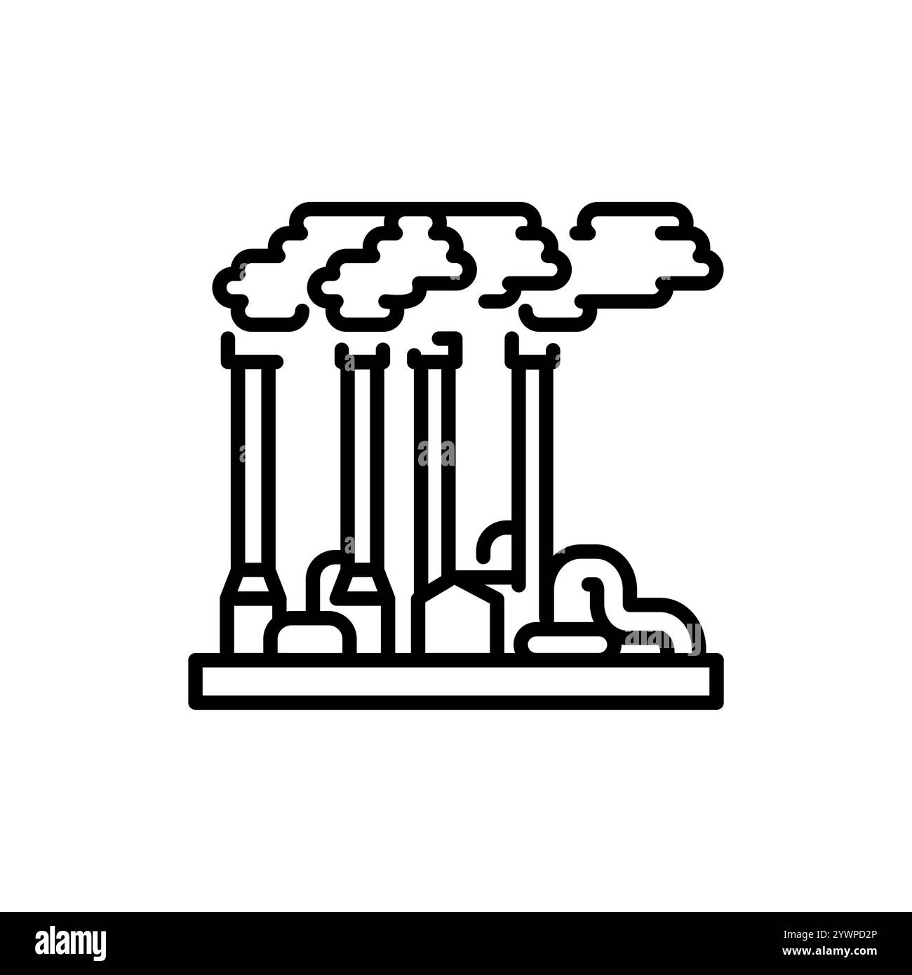 Icona della linea nera della centrale geotermica. Fonte di energia alternativa. Elemento isolato vettoriale. Illustrazione Vettoriale