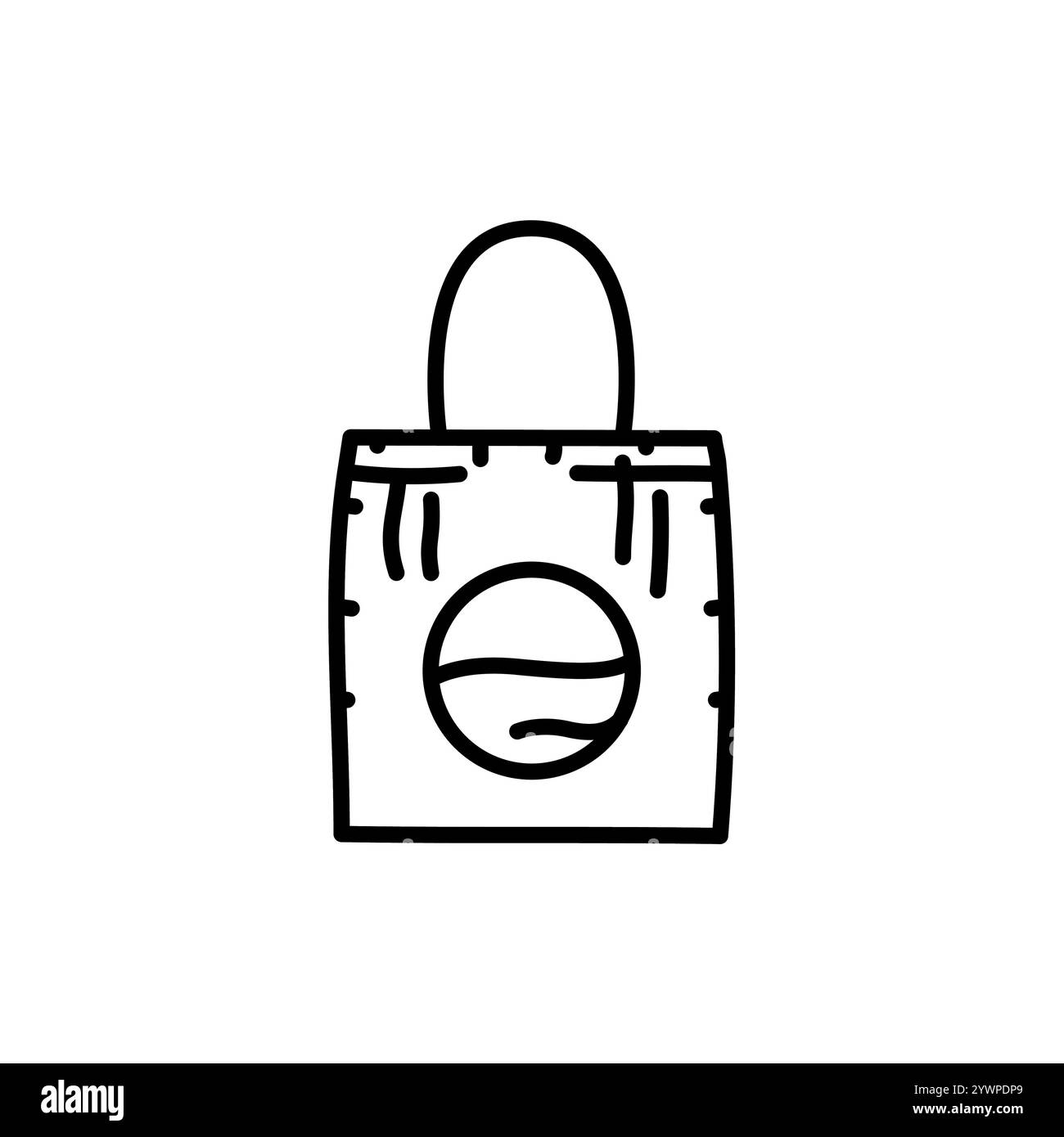 Borsa tote riutilizzabile per l'icona della linea nera dello shopping. Vestiti estivi. Elemento isolato vettoriale. Illustrazione Vettoriale