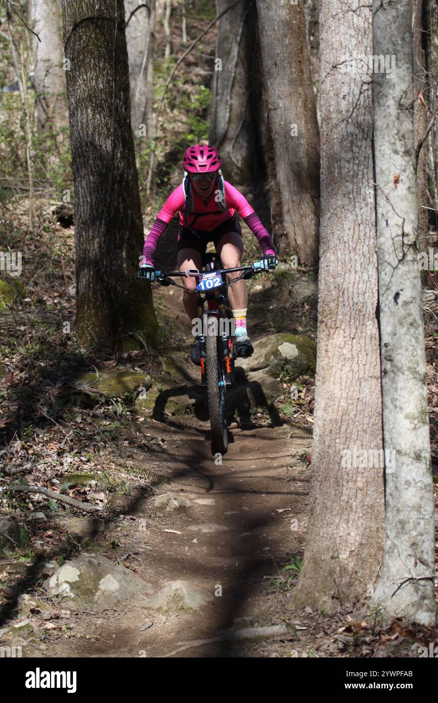 Tennessee National Mountain Bike Festival 2024 al Windrock Bike Park di Oliver Springs, Tennessee, Stati Uniti. Foto Stock