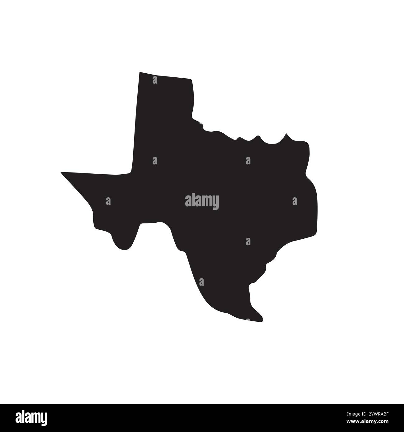 Sagoma della mappa dello stato del Texas disegnata a mano in nero vettoriale isolato su sfondo bianco Illustrazione Vettoriale