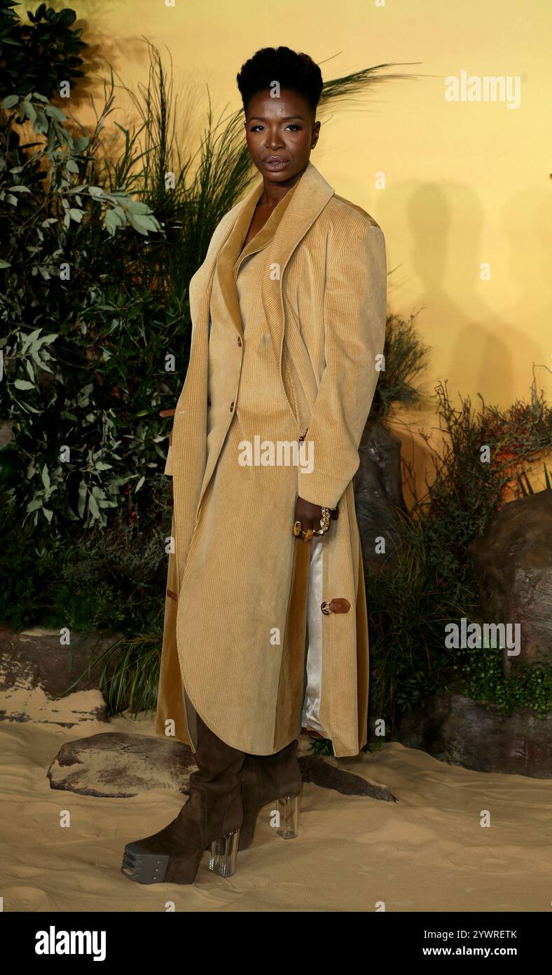 Londra, Regno Unito. 11 dicembre 2024. Folake Olowofoyeku partecipa alla prima inglese "Mufasa: The Lion King" al Cineworld Leicester Square di Londra. Credito: SOPA Images Limited/Alamy Live News Foto Stock
