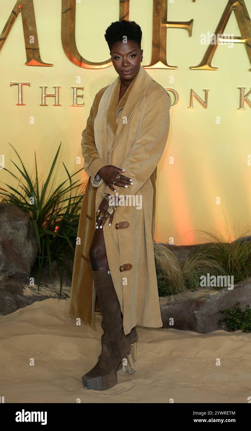 Londra, Regno Unito. 11 dicembre 2024. Folake Olowofoyeku partecipa alla prima inglese "Mufasa: The Lion King" al Cineworld Leicester Square di Londra. Credito: SOPA Images Limited/Alamy Live News Foto Stock