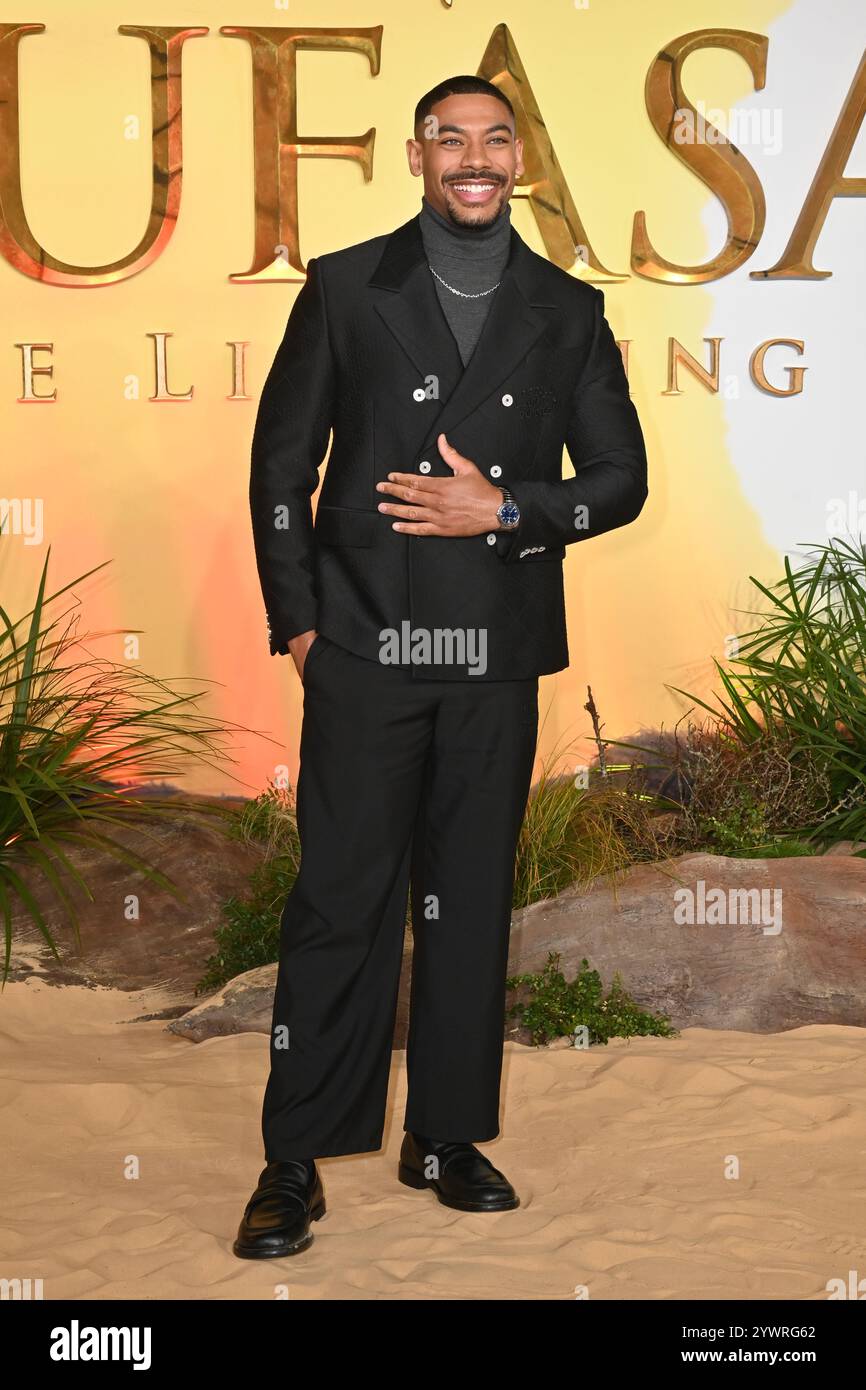Londra, Regno Unito. 11 dicembre 2024. Aaron Pierre al Mufasa, il Re Leone prima inglese al Cineworld Leicester Square. Crediti: Nils Jorgensen/Alamy Live News Foto Stock