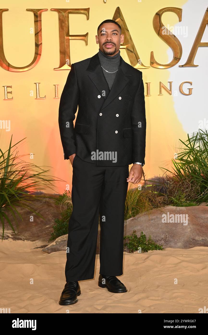 Londra, Regno Unito. 11 dicembre 2024. Aaron Pierre al Mufasa, il Re Leone prima inglese al Cineworld Leicester Square. Crediti: Nils Jorgensen/Alamy Live News Foto Stock