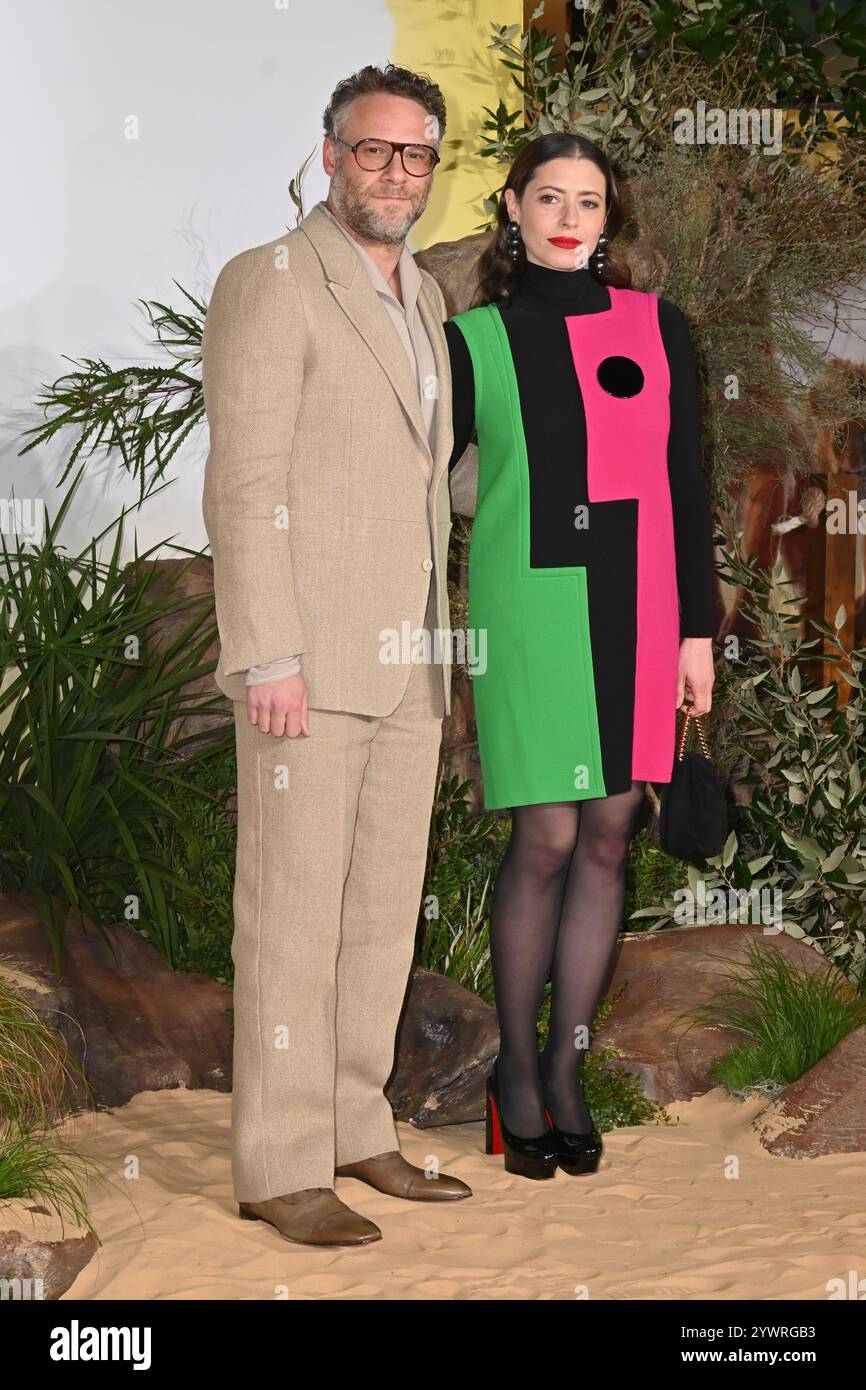 Londra, Regno Unito. 11 dicembre 2024. Seth Rogen e Lauren Miller al Mufasa, la prima del Regno Unito del Re Leone al Cineworld Leicester Square. Crediti: Nils Jorgensen/Alamy Live News Foto Stock