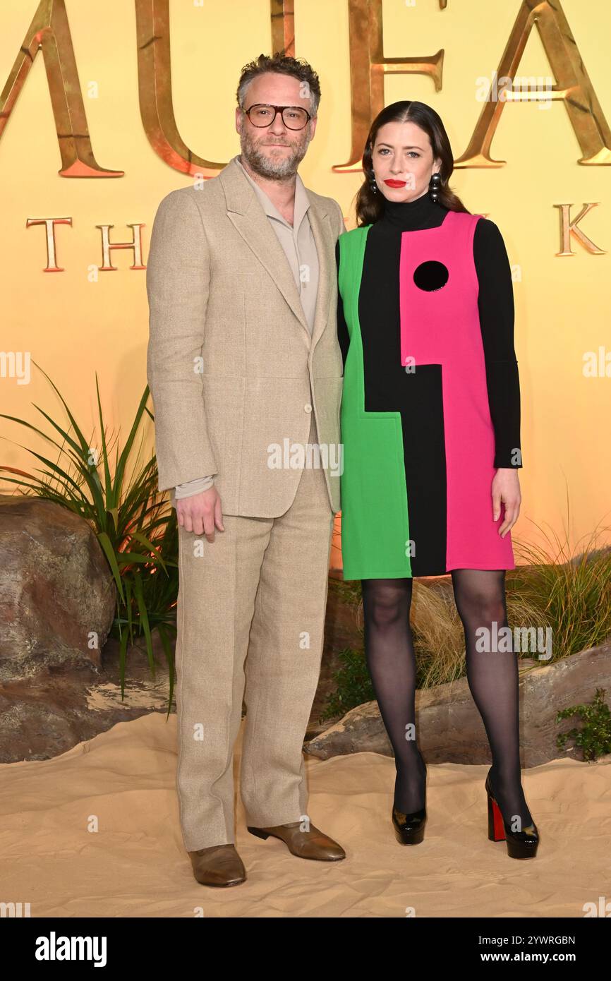 Londra, Regno Unito. 11 dicembre 2024. Seth Rogen e Lauren Miller al Mufasa, la prima del Regno Unito del Re Leone al Cineworld Leicester Square. Crediti: Nils Jorgensen/Alamy Live News Foto Stock