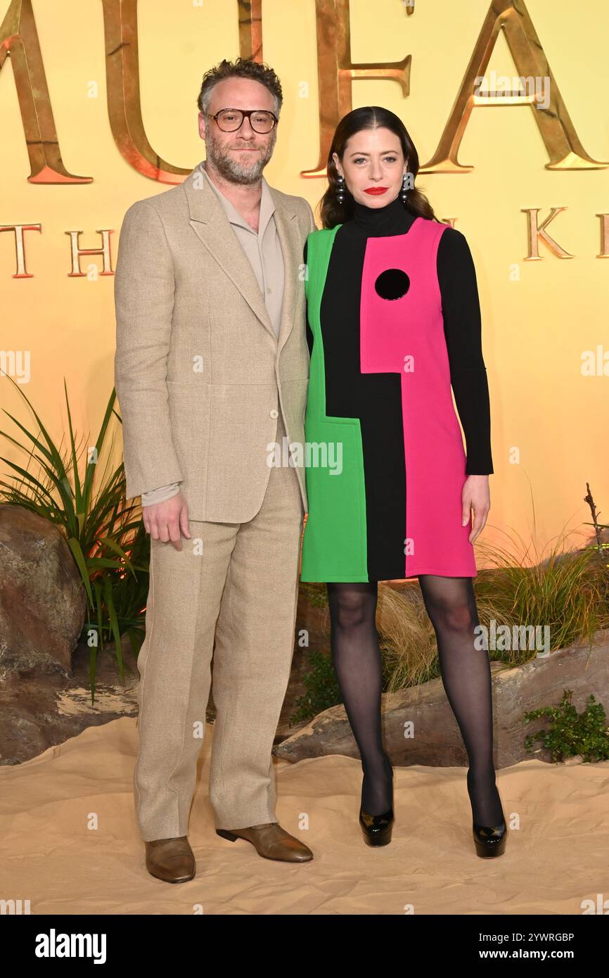 Londra, Regno Unito. 11 dicembre 2024. Seth Rogen e Lauren Miller al Mufasa, la prima del Regno Unito del Re Leone al Cineworld Leicester Square. Crediti: Nils Jorgensen/Alamy Live News Foto Stock