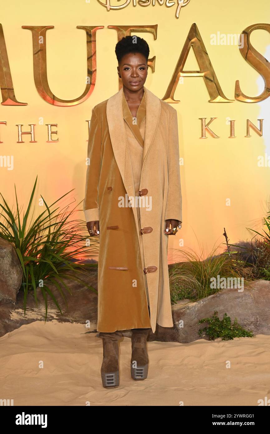 Londra, Regno Unito. 11 dicembre 2024. Folake Olowofoyeku a Mufasa, la prima del Regno Unito del Re Leone a Cineworld Leicester Square. Crediti: Nils Jorgensen/Alamy Live News Foto Stock