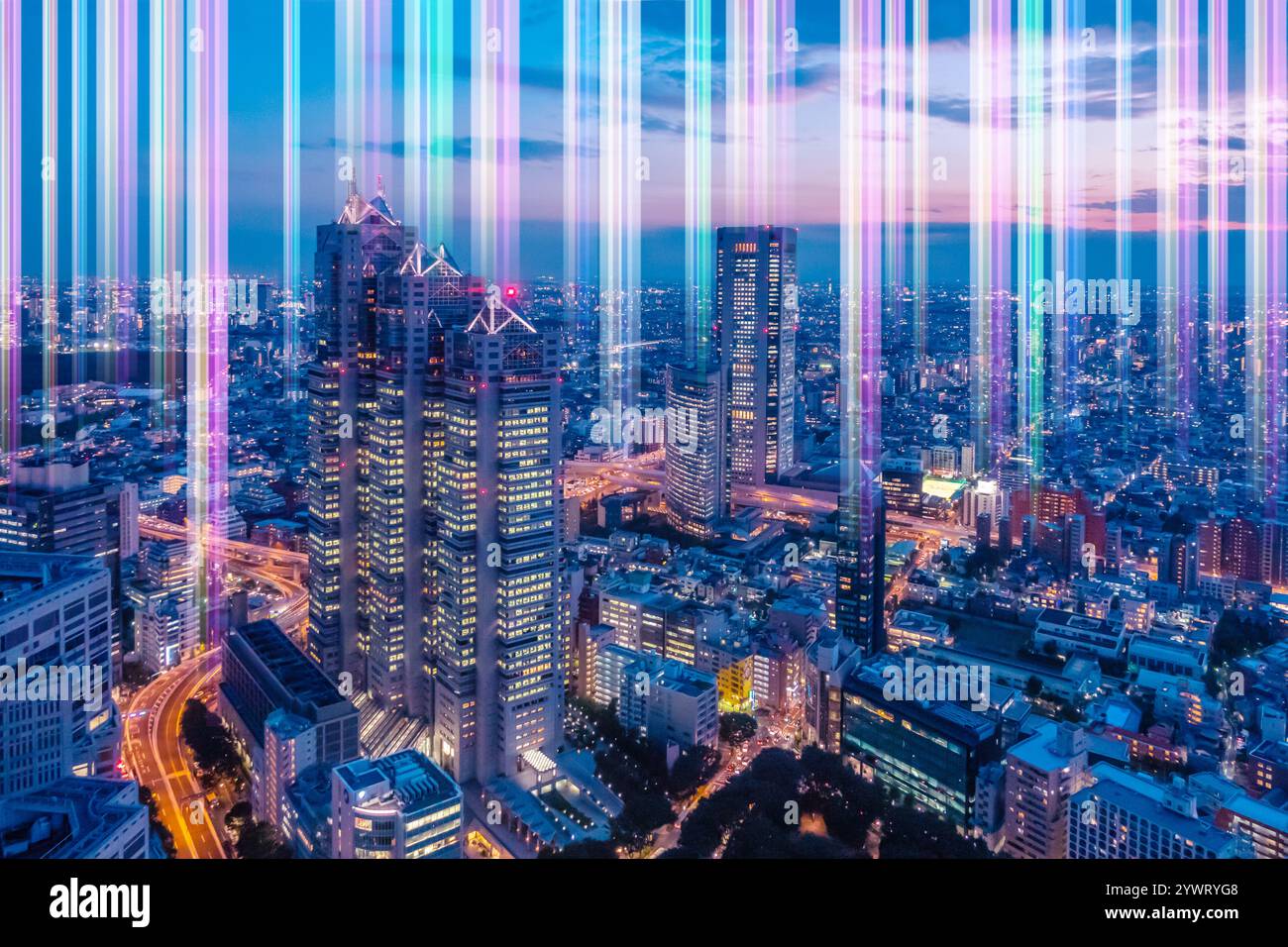 5G - sistemi di comunicazione mobile di quinta generazione e reti di città intelligenti Foto Stock