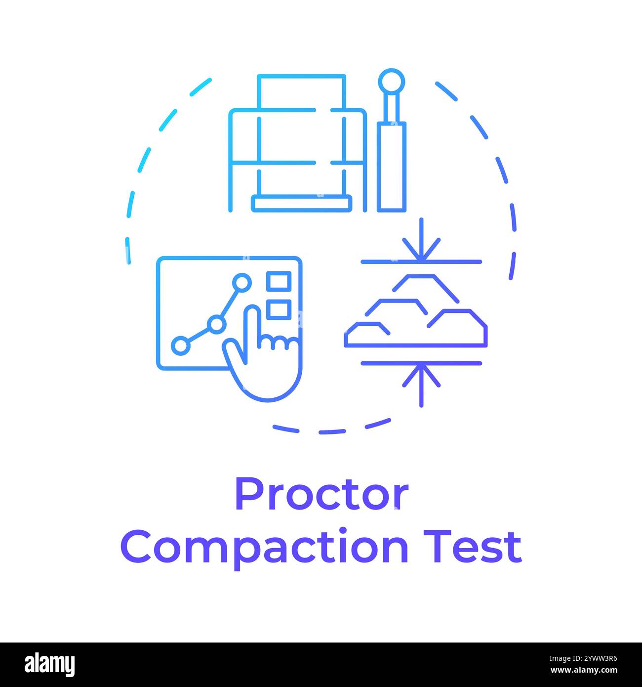 Icona Concept Proctor per il test di compattazione del gradiente blu Illustrazione Vettoriale