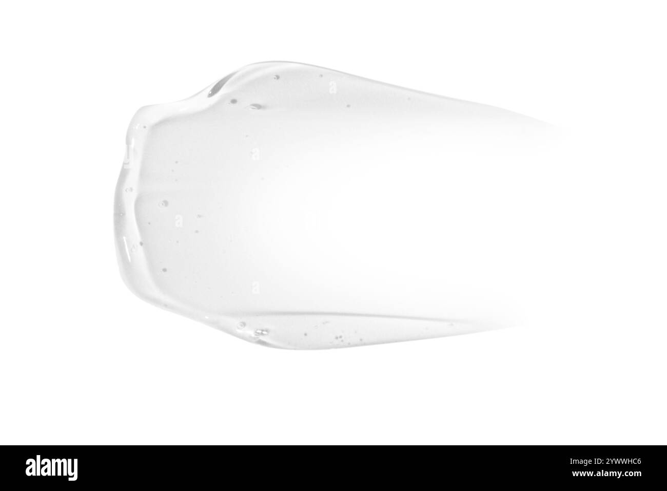 Striscio di gel trasparente su uno sfondo vuoto. Prodotto per la cura della pelle, formula idratante. Foto Stock