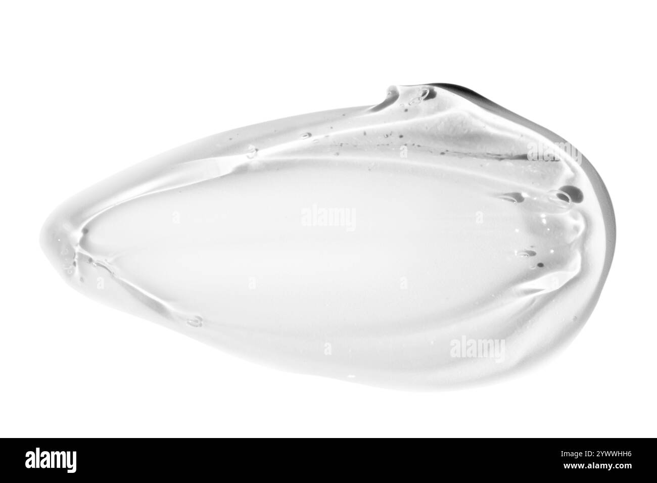 Striscio di gel trasparente su uno sfondo vuoto. Prodotto per la cura della pelle, formula idratante. Foto Stock