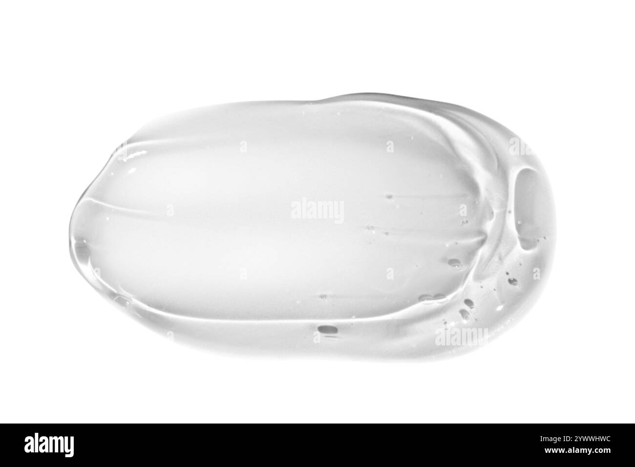 Striscio di gel trasparente su uno sfondo vuoto. Prodotto per la cura della pelle, formula idratante. Foto Stock