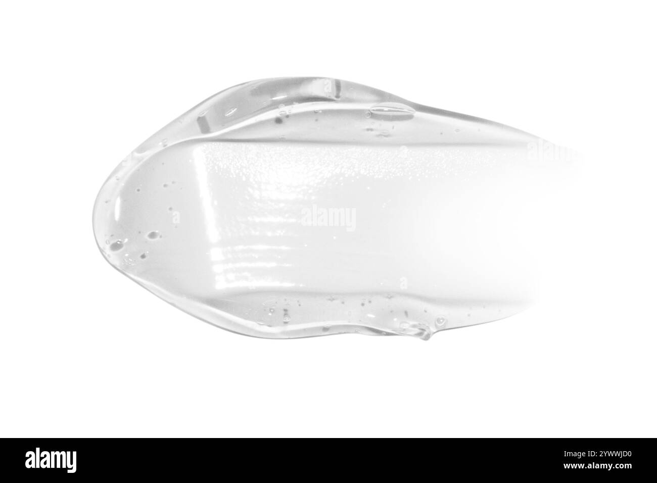 Striscio di gel trasparente su uno sfondo vuoto. Prodotto per la cura della pelle, formula idratante. Foto Stock