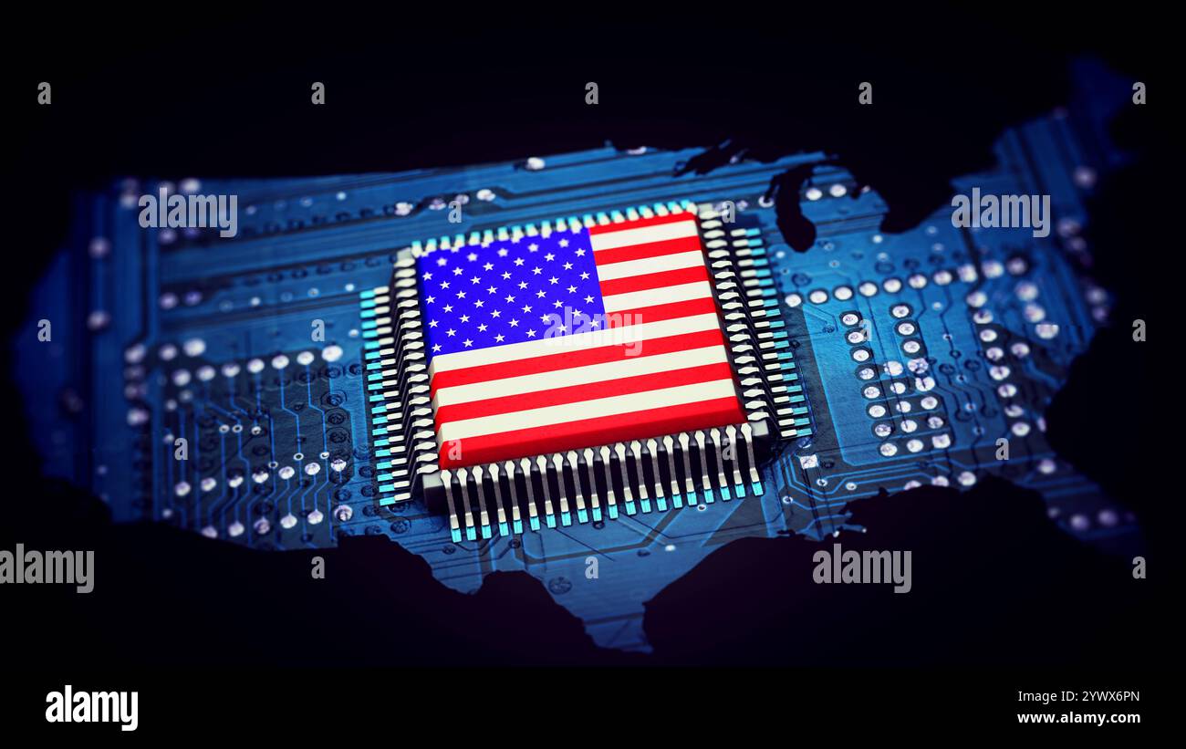 USA und Digitalisierung Symbolbild zum Thema digitale Entwicklung, KI usw. In den USA *** USA e digitalizzazione immagine simbolica sul tema dello sviluppo digitale, ai ecc. negli Stati Uniti Foto Stock