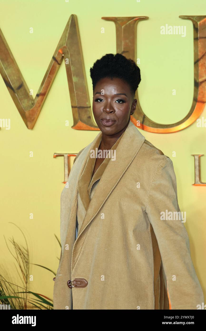 Folake Olowofoyeku, Mufasa: Il Re Leone - Premiere del Regno Unito, Leicester Square, Londra, Regno Unito, 11 dicembre 2024, foto di Richard Goldschmidt Foto Stock