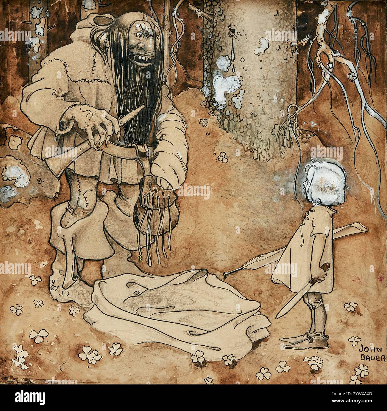 Arte svedese di John Bauer (1882‑1918) "Trollgubben i Storberget" Foto Stock