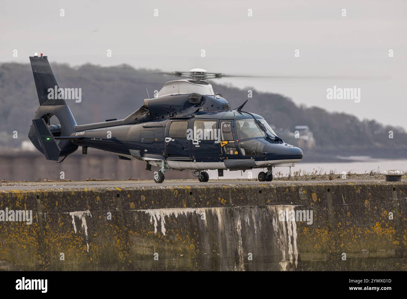 SAS Dauphin che effettua operazioni di atterraggio in ambienti urbani Foto Stock