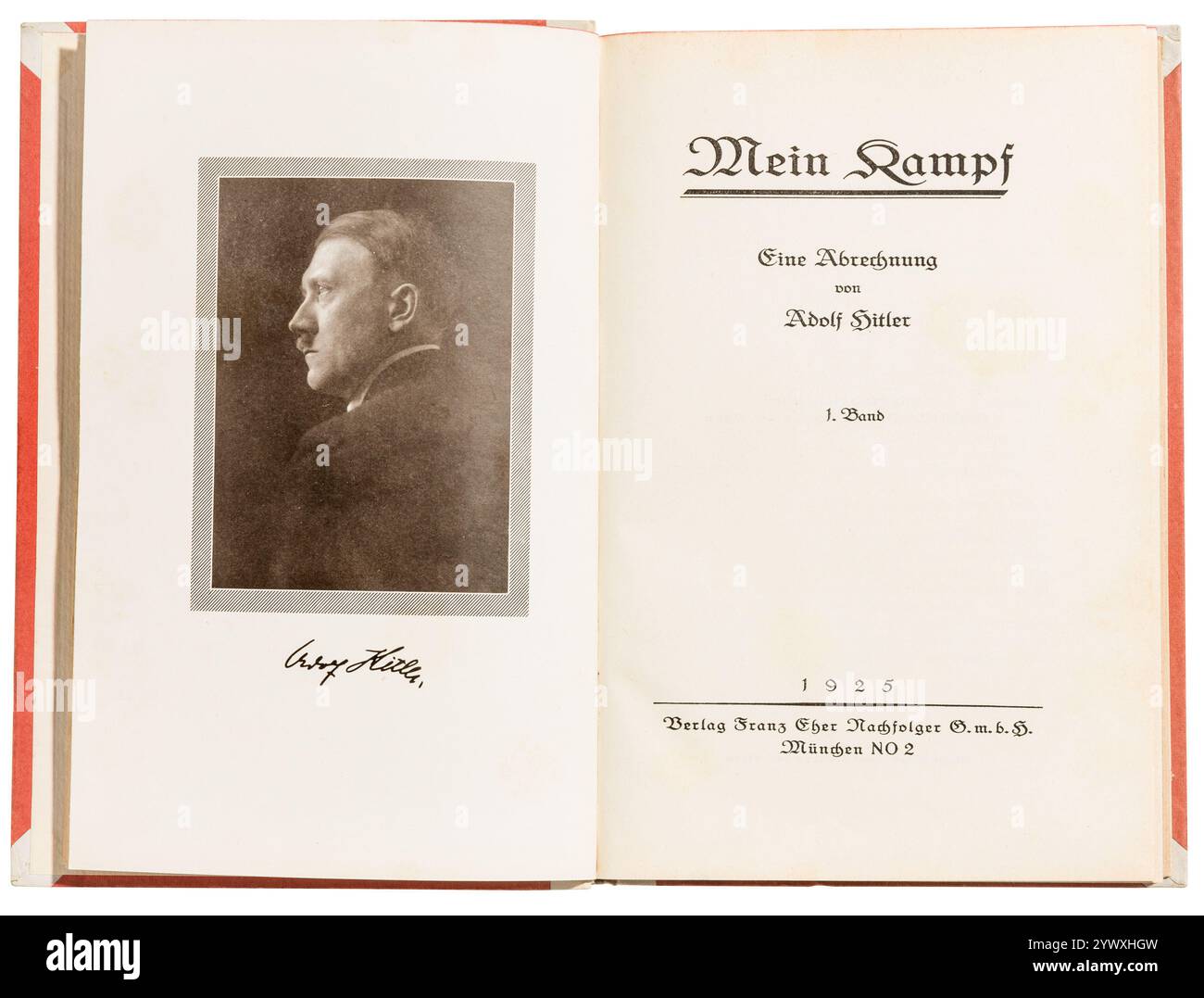 Prima edizione del libro Mein Kampf del 1925 - un lavoro storicamente significativo, ideologicamente influenzato con contenuti controversi per il 100° AN Foto Stock