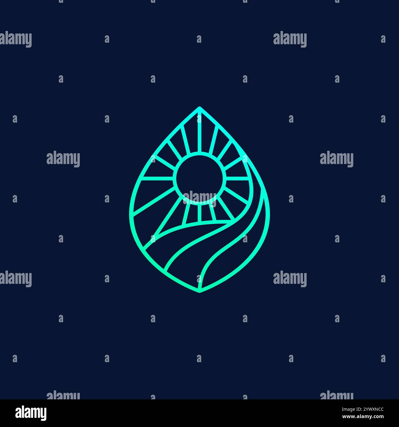 Design con logo Nature Sunrise Farm. Logo agricolo Illustrazione Vettoriale