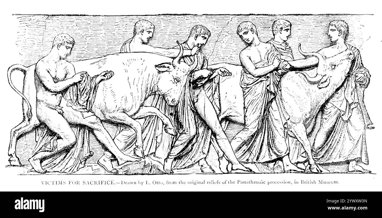 Vittime per sacrificio dagli ARIANI OCCIDENTALI / Greci dal volume 3 della storia universale di Ridpath : un resoconto dell'origine, della condizione primitiva e dello sviluppo etnico delle grandi razze dell'umanità, e dei principali eventi nell'evoluzione e nel progresso della vita civile tra uomini e nazioni, da fonti recenti e autentiche con un'indagine preliminare sul tempo, il luogo e le modalità dell'inizio di Ridpath, John Clark, 1840-1900 pubblicato nel 1897 Foto Stock