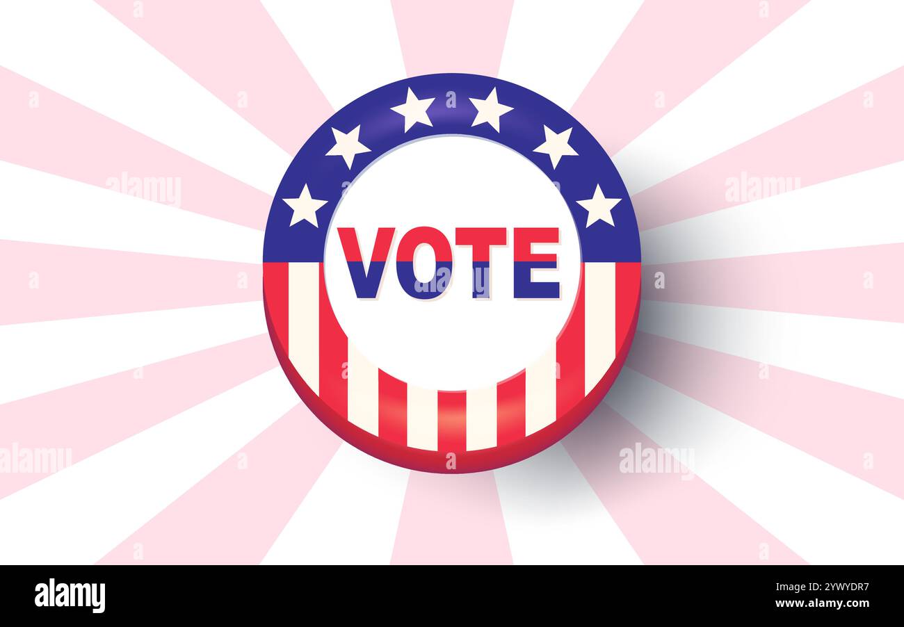 Lo striscione vettoriale per le elezioni americane del 2024 è su sfondo astratto. Poster vettoriale per le elezioni USA del 2024. Vota. Illustrazione Vettoriale
