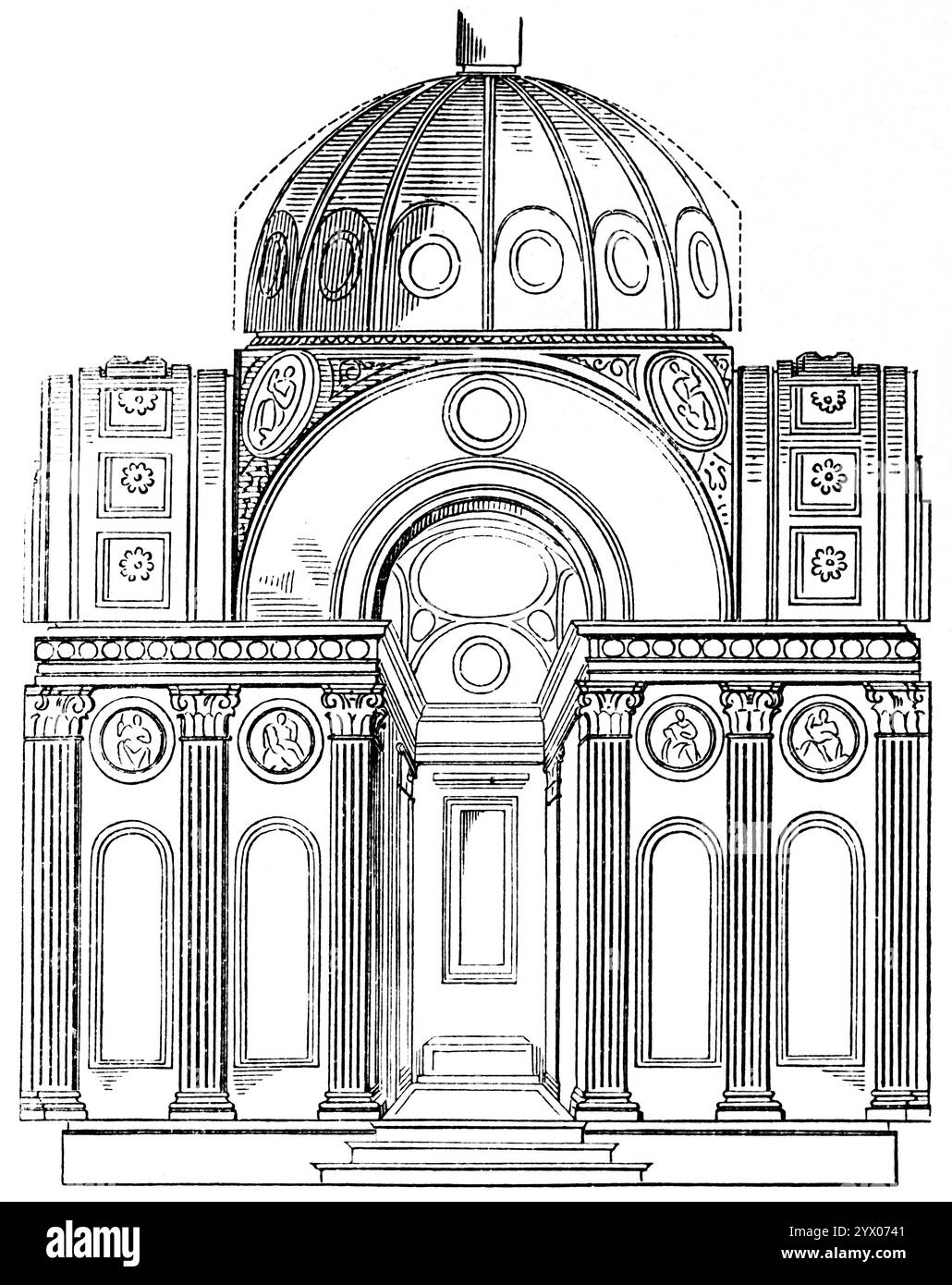 Capella Pazzi a Santa Groce, quartiere Santa Groce, Firenze, Italia, Sud Europa, illustrazione storica 1877 Foto Stock