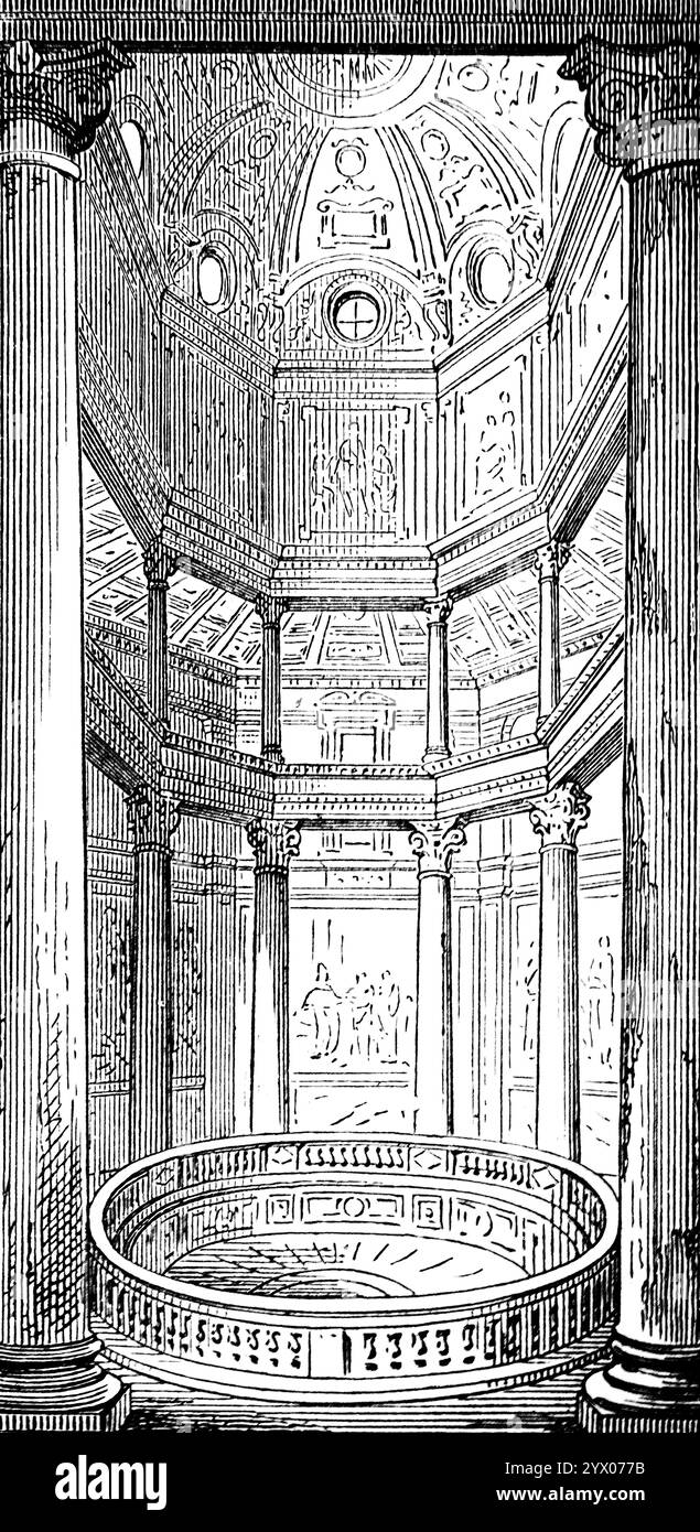 Battistero lateranense o Battistero Lateranense, collegato all'Arcibasilica di San Giovanni in Laterano, Roma, Italia, Sud Europa, illustrazione storica 1877 Foto Stock