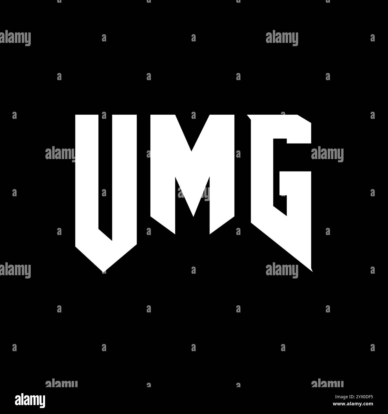 Logo UMG Letter per l'azienda tecnologica. Combinazione di colori bianco e nero con logo UMG. Logo UMG, vettore UMG, design UMG, icona UMG, UMG alph Illustrazione Vettoriale