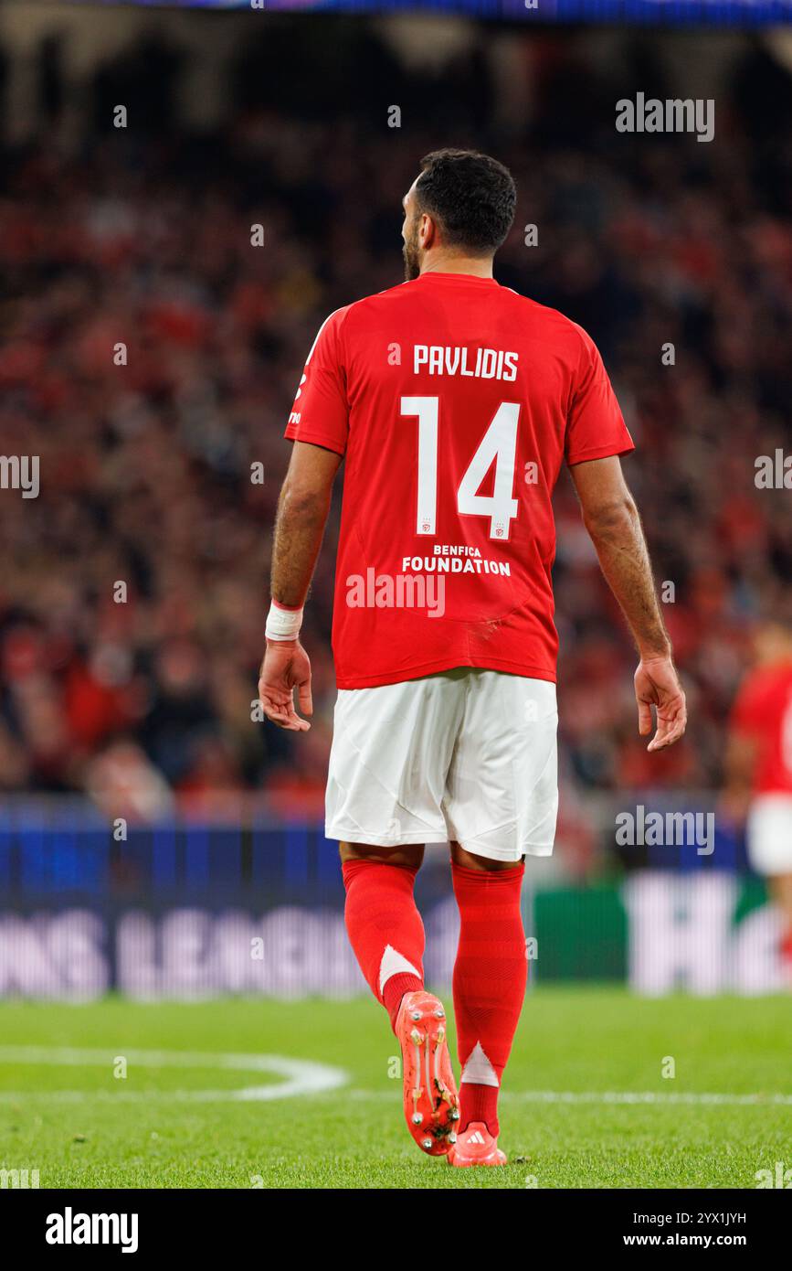 Vangelis Pavlidis visto durante la partita di UEFA Champions League tra le squadre del Benfica e del Bologna FC 1909 (Maciej Rogowski) Foto Stock