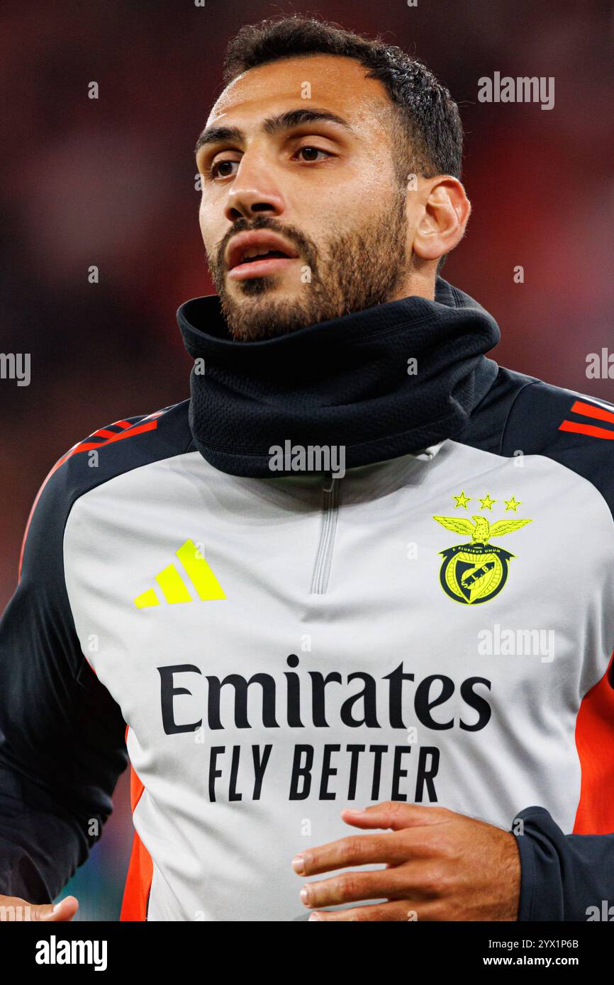 Vangelis Pavlidis visto durante la partita di UEFA Champions League tra le squadre del Benfica e del Bologna FC 1909 (Maciej Rogowski) Foto Stock