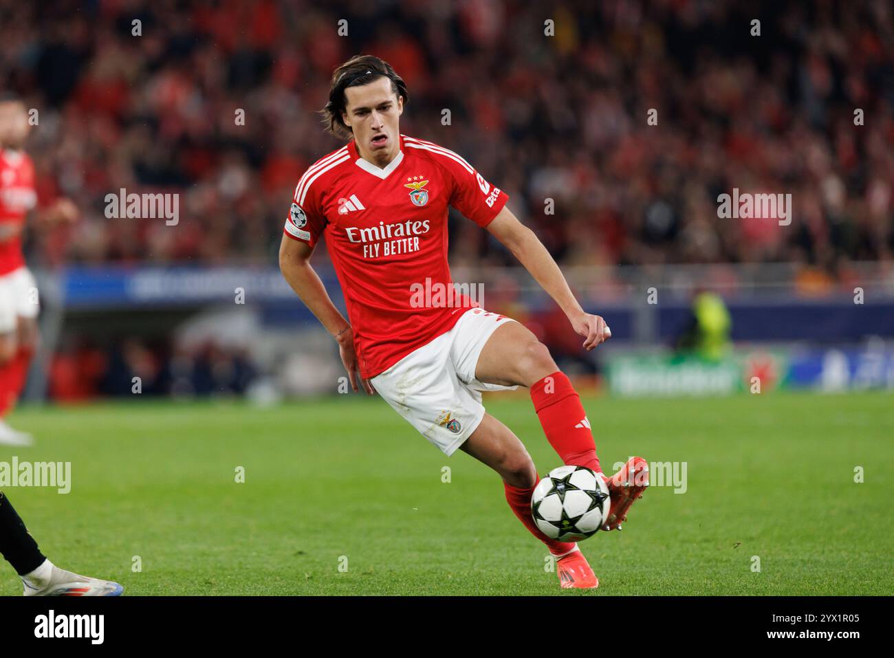 Alvaro Carreras visto durante la partita di UEFA Champions League tra le squadre del Benfica e del Bologna FC 1909 (Maciej Rogowski) Foto Stock