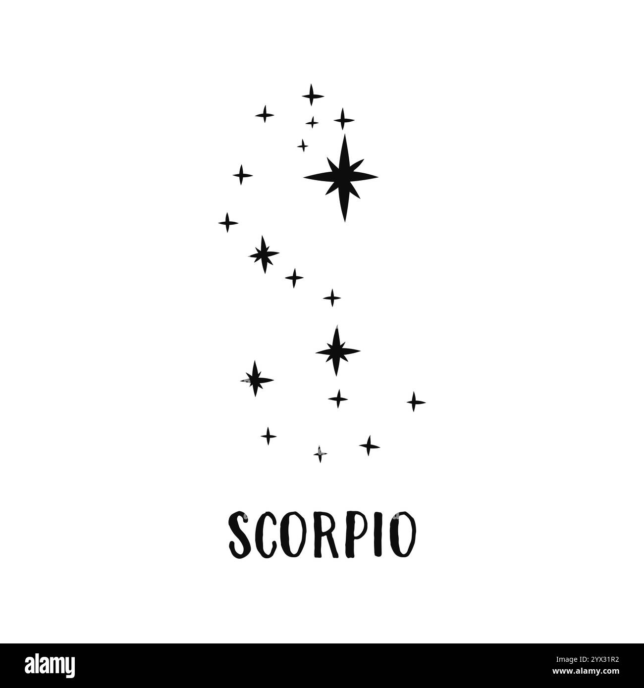 Oroscopo della costellazione. Costellazione di stelle astronomiche dello Scorpione. Illustrazione vettoriale minimalista della costellazione Illustrazione Vettoriale