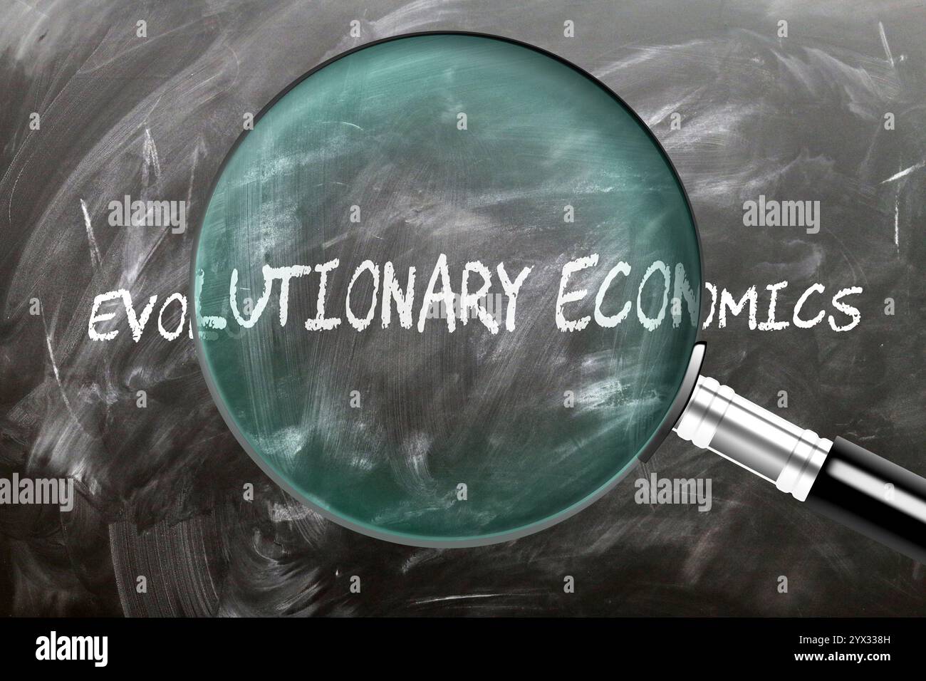 Economia evolutiva - imparate, studiate e ispezionate. Un'occhiata più da vicino all'economia evolutiva. Foto Stock