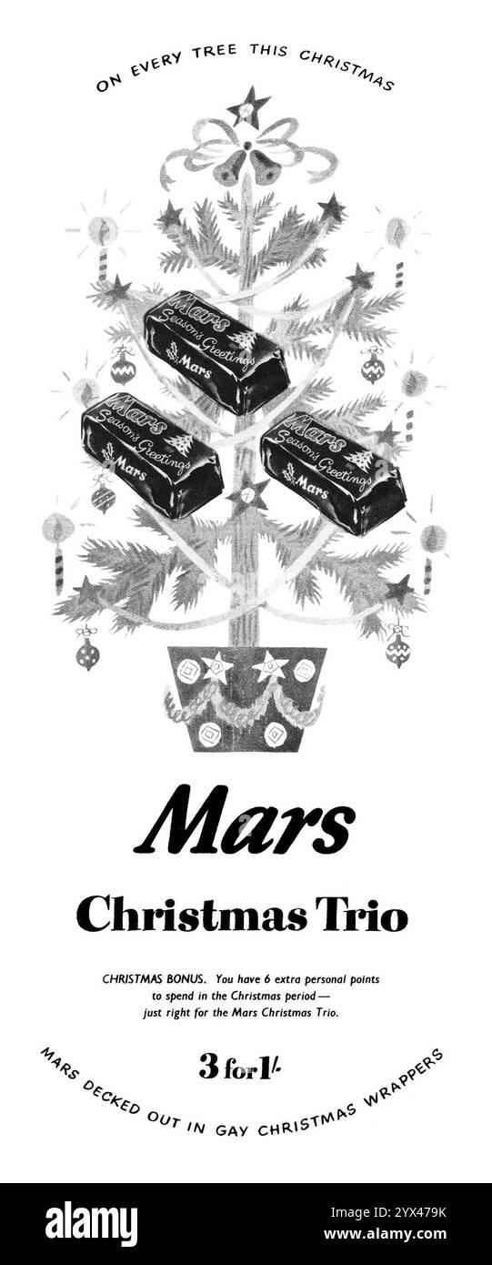 1949 Mars Christmas Trio Chocolate ad Foto Stock