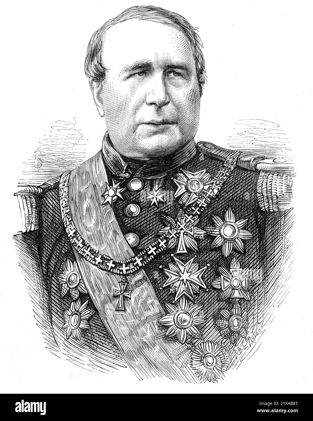 Il defunto barone de Beaulieu, ambasciatore belga, 1872. Incisione da una fotografia di Deron, di Bruxelles. "La morte del barone de Beaulieu, defunto ambasciatore belga alla corte della regina Vittoria, è stata annunciata in questo Journal. Fu uno dei più eminenti servitori diplomatici di quel piccolo regno; e la sua nomina, nel 1869, a succedere al stimato M. Van de Weyer come suo rappresentante ufficiale qui, fu generalmente approvata. Napoleone Alcindor Beaulieu nacque a Namur, nel 1805, ed entrò per la prima volta nell'esercito; ma, dopo la rivoluzione belga del 1830, fu assegnato, come segretario, al Foto Stock