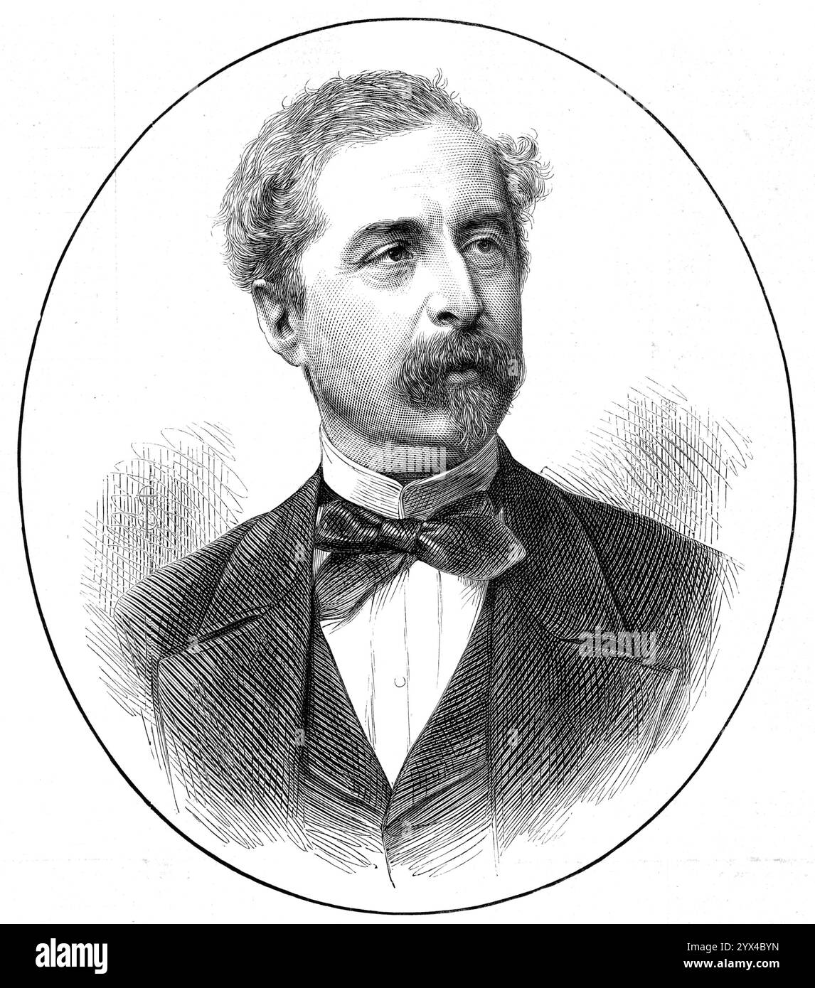Sir Richard Wallace, Bart., 1872. Incisione da una fotografia dei signori Elliott e Fry. "La liberalità mentale che questo gentiluomo ha dimostrato prestando la sua inestimabile collezione di quadri e altre opere d'arte al Bethnal-Green Museum, dove rimangono esposte alla vista pubblica per un periodo di dodici mesi, gli ha meritato un posto alto nella stima generale... la Regina gli aveva... conferito un titolo di baronetto, che è in grado di sostenere con dignità come uno dei più ricchi proprietari terrieri irlandesi. Sir Richard Wallace, che potrebbe essere invitato a prendere un altro cospicu Foto Stock