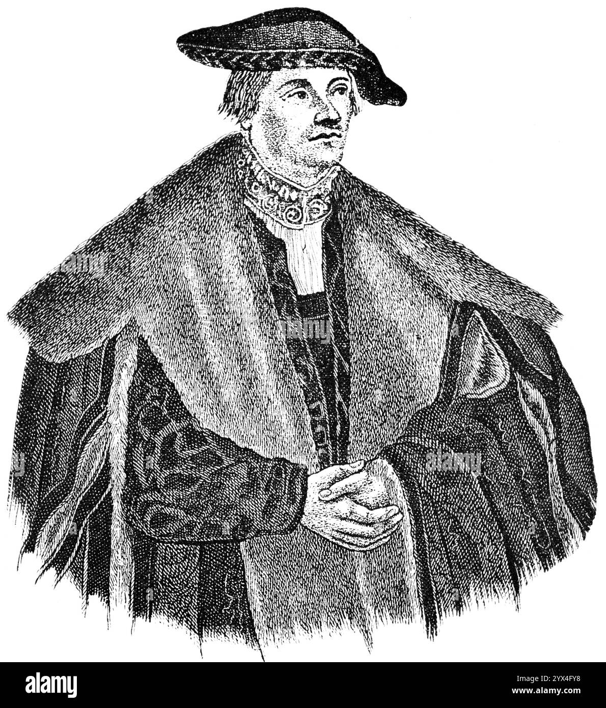 Georg Spalatin (1484-1545) dopo un dipinto di Cranach, ritratto, umanista e riformatore tedesco, illustrazione storica 1883 Foto Stock