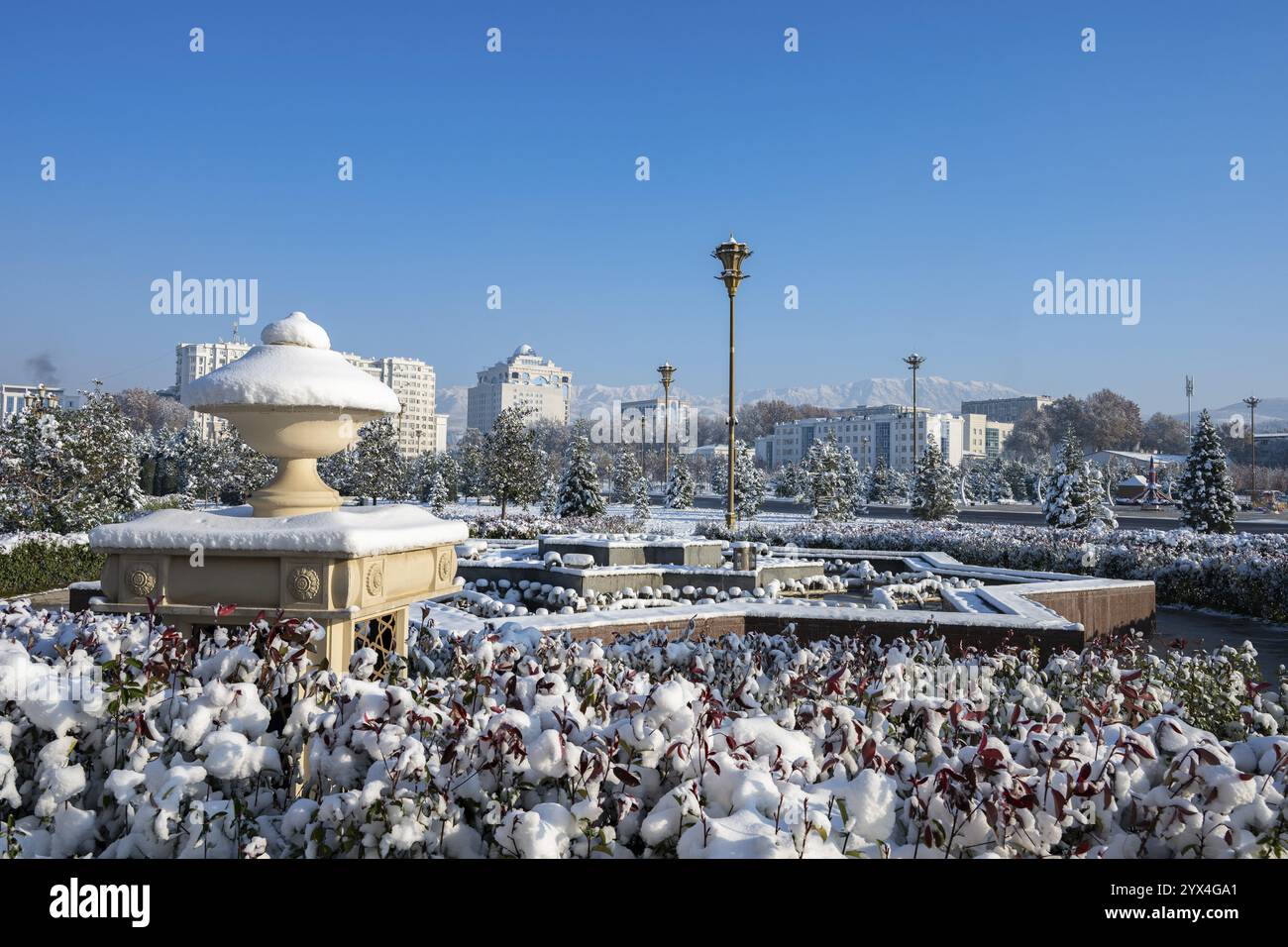 Parco invernale a Dushanbe, Tagikistan, Asia centrale, Asia Foto Stock