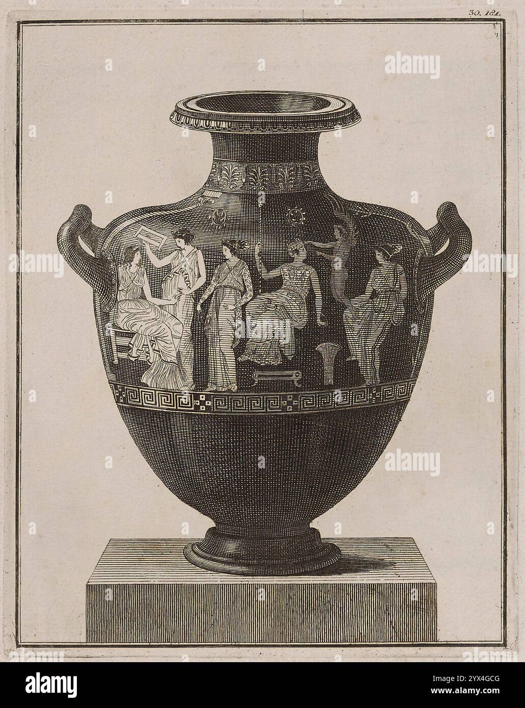 Idra attica che mostra Apollo, Eros e le Muse al loro bagno, 1766 [-1767]. Dalla "Collezione di Antichità etrusche, greche e romane dal Gabinetto dell'onore" di Sir William Hamilton. WM. Hamilton sua Britannick Maestà inviato straordinario alla Corte di Napoli", (Napoli, 1766 [-1767]). Foto Stock