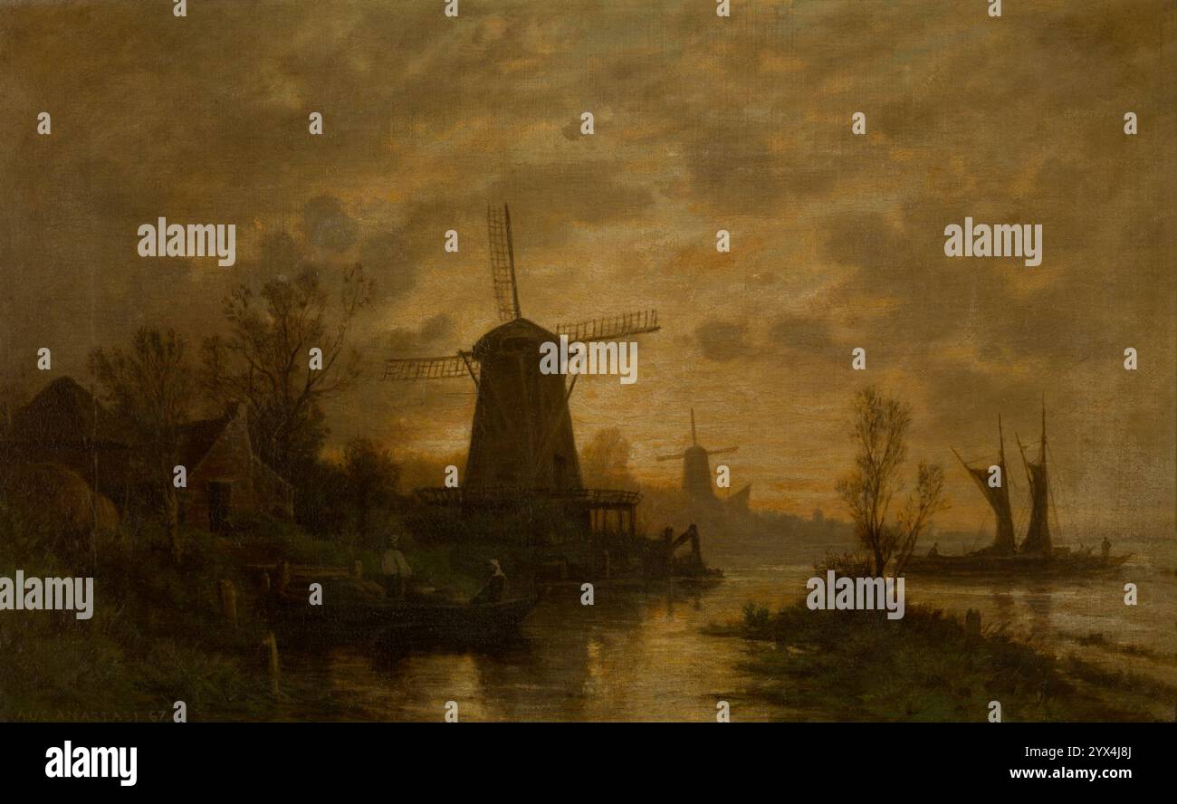 Mulini a vento a Schiedam, 1867. Foto Stock