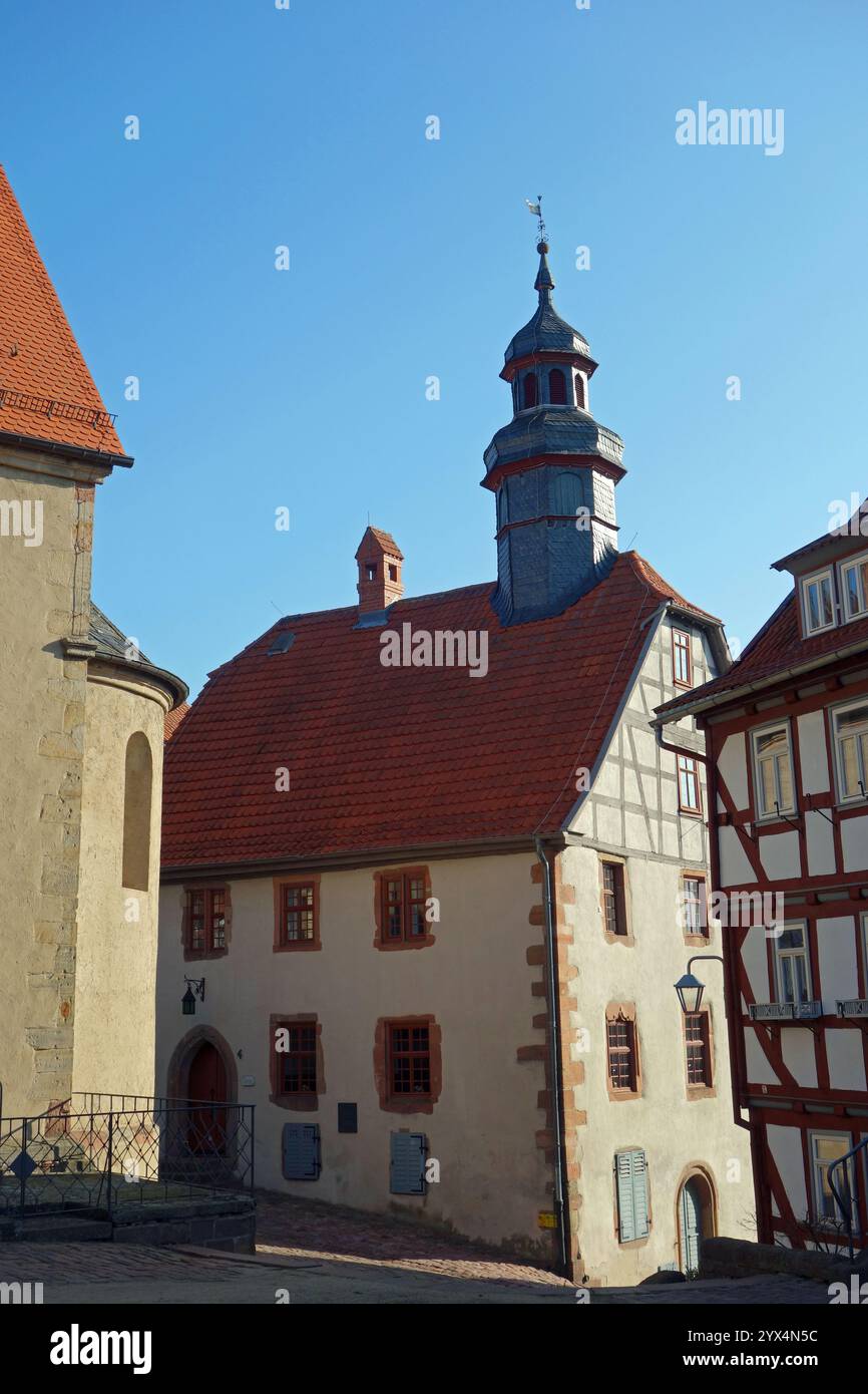 Schlitz, Kleinstadt im Osten des mittelhessischen Vogelsbergkreises, Assia, Vogelsbergkreis, Fachwerkhaeuser, Fachwerkstadt, historische Altstadt, St Foto Stock